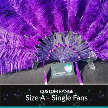 Purple feather fan with purple glitter staves.