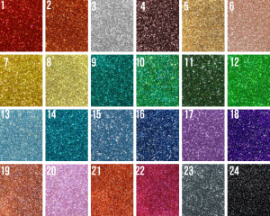 Glitter colour chart